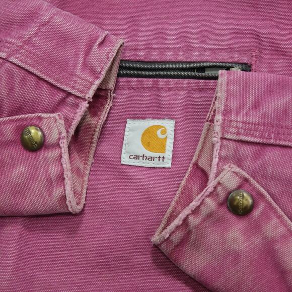 Vintage Carhartt WOMENS WJ097 RBY CRAZY Faded Pink Detroit Jacket Size Large - Picture 6 of 16